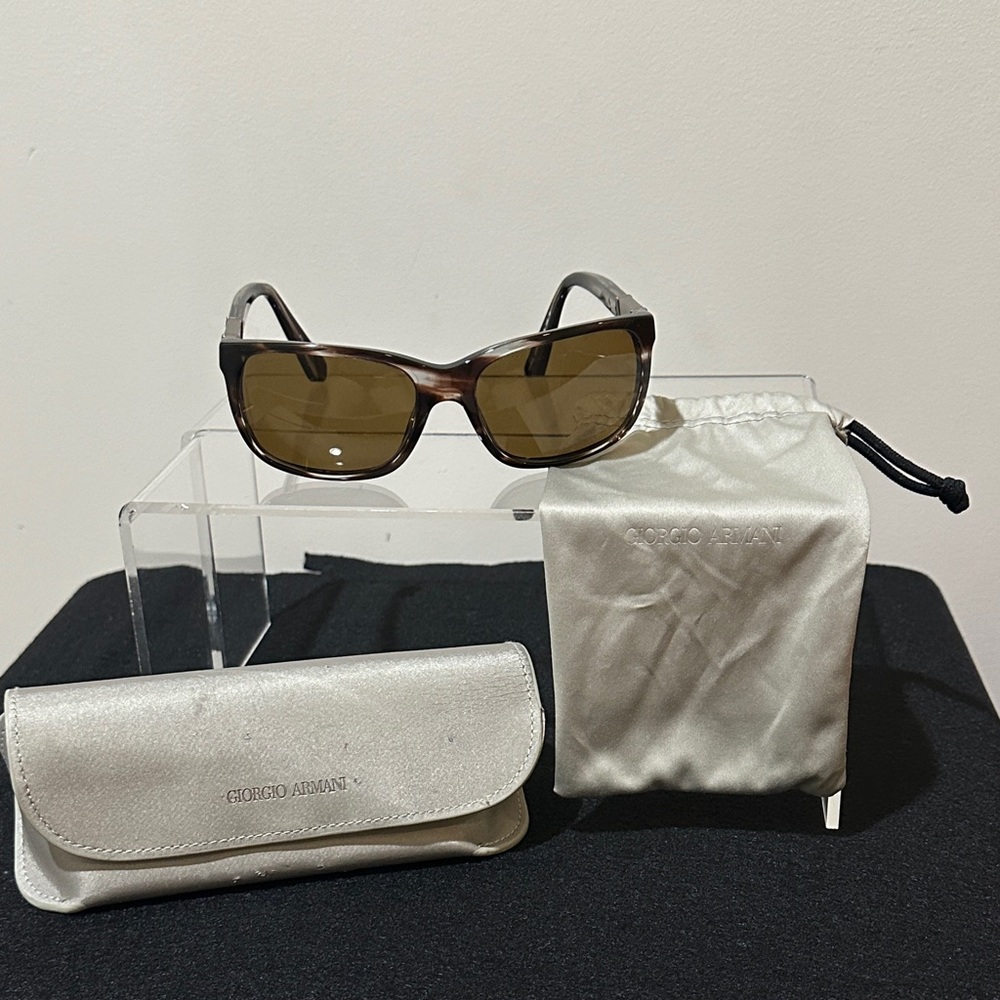 Giorgio Armani Black and Brown Sunglasses with Case